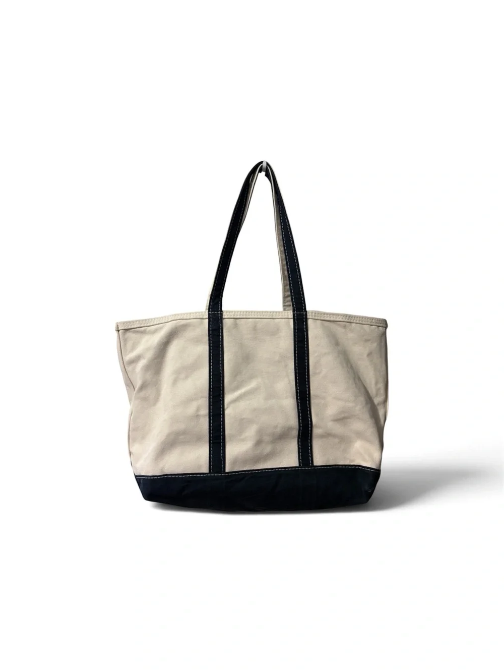 Polo by Ralph Lauren Cream and Navy Canvas Duffel Tote